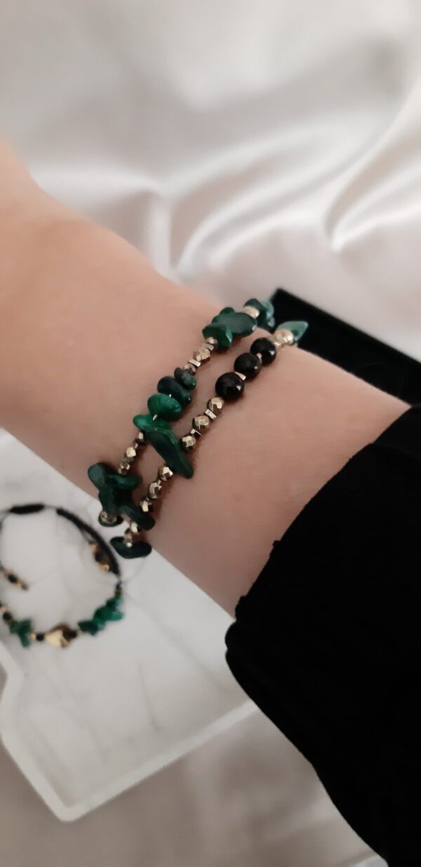 Bransoletka Dobre Początki z Miłością, malachit, onyks, hematyt