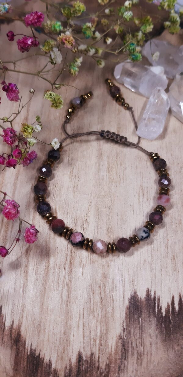 Bransoletka SZCZĘŚCIE, RADOŚĆ, Rodonit, Hematyt