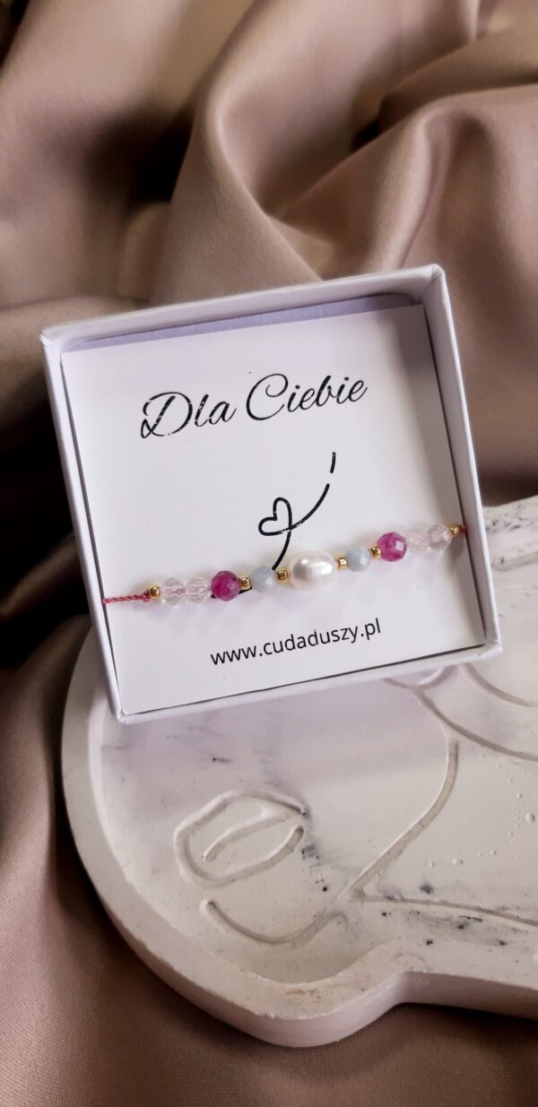 Bransoletka z perłą „Spokój i Miłość Serca”