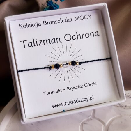 Bransoletka MOCY- Talizman Ochrona z Czarnym Turmalinem, Kryształem Górskim, Hematyt ( 4/2 mm)