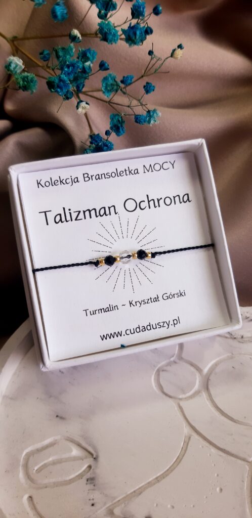 Bransoletka MOCY- Talizman Ochrona z Czarnym Turmalinem, Kryształem Górskim, Hematyt ( 4/2 mm)