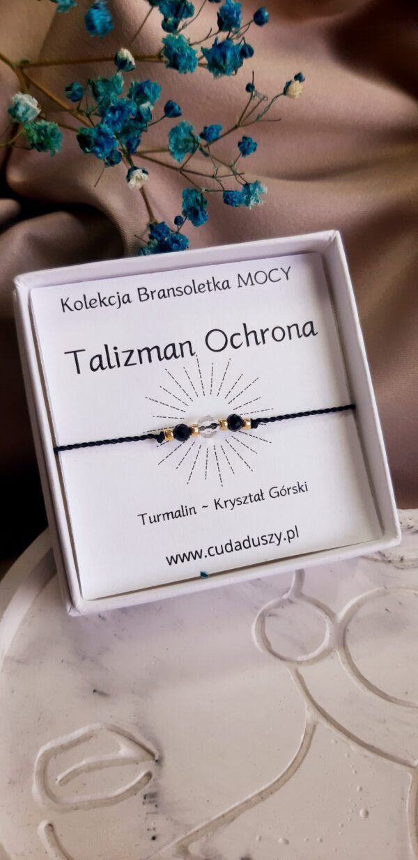 Bransoletka MOCY- Talizman Ochrona z Czarnym Turmalinem, Kryształem Górskim, Hematyt ( 4/2 mm)