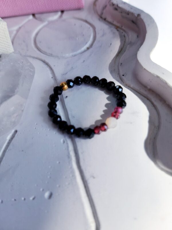 Pierścionek Czarny turmalin, Granat, Cytryn