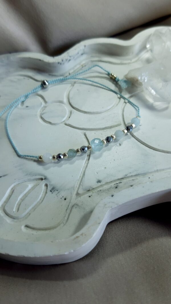 Bransoletka Spokoju i Wewnętrznej Siły, akwamaryn, hematyt.