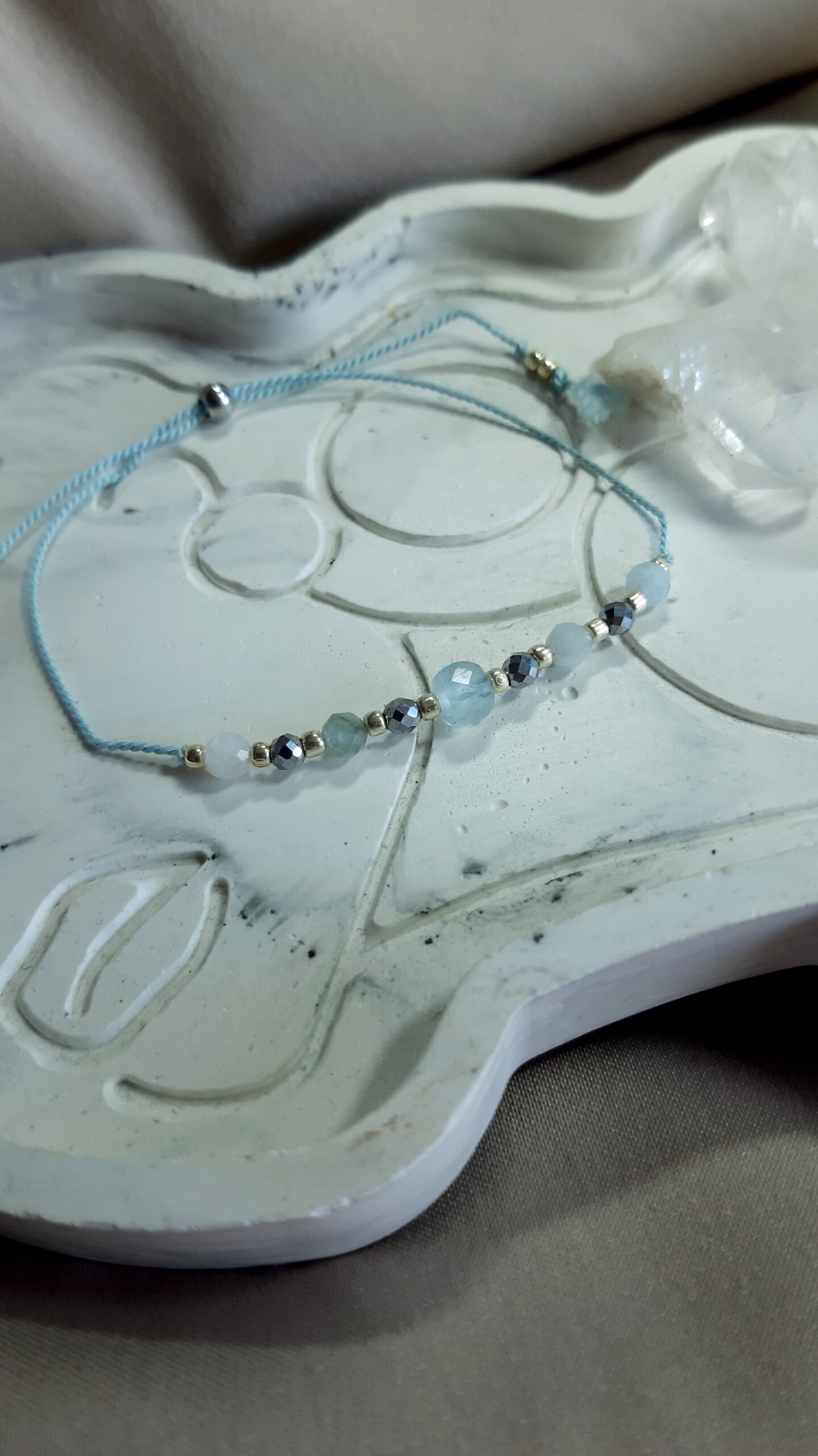 Bransoletka Spokoju i Wewnętrznej Siły, akwamaryn, hematyt.