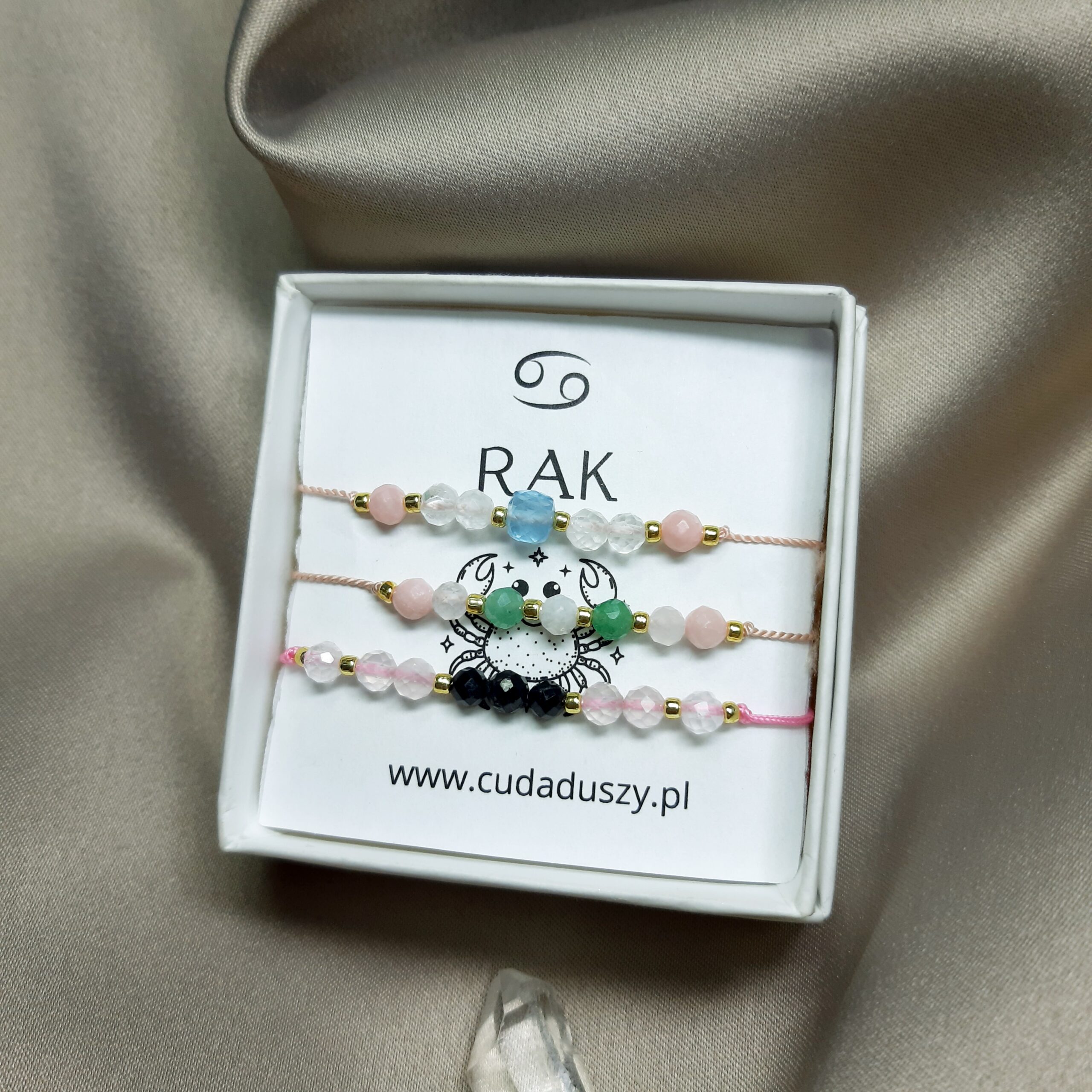 Zodiakalny Rak, zestaw bransoletek 3 szt.