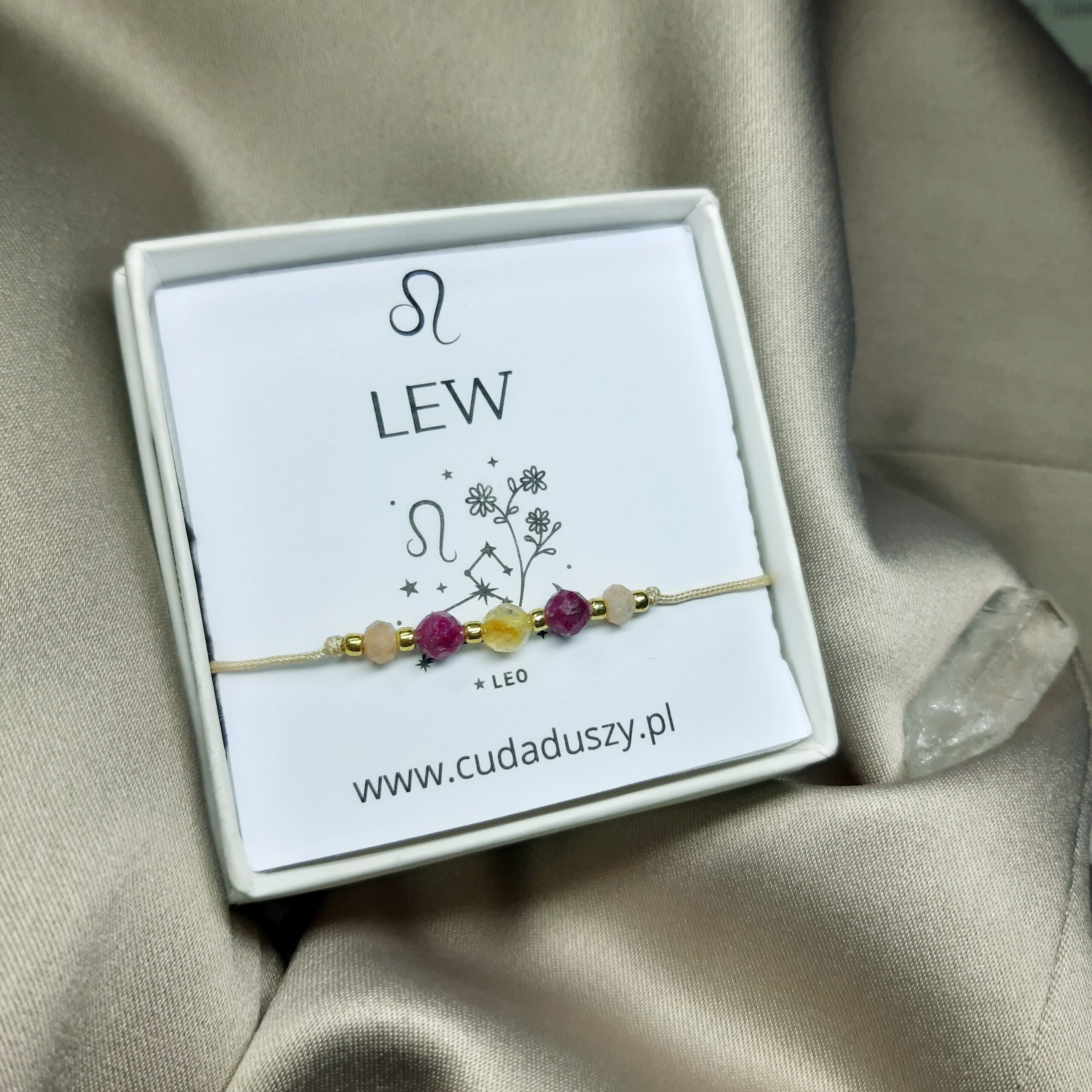 Zodiak LEW cytryn, rubin, kamień słonecznym