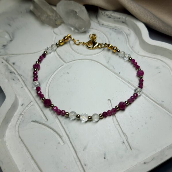 Bransoletka z Rubinem, Krysztalem Górskim, Hematytem. Siła Serca i Klarowność.