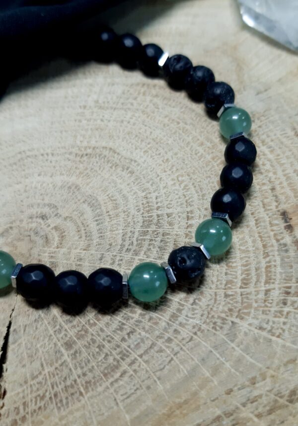 Męska Bransoletka Równowagi i Pewności Siebie , Awenturyn, Lawa Wulkaniczna,  Onyks, Hematyt